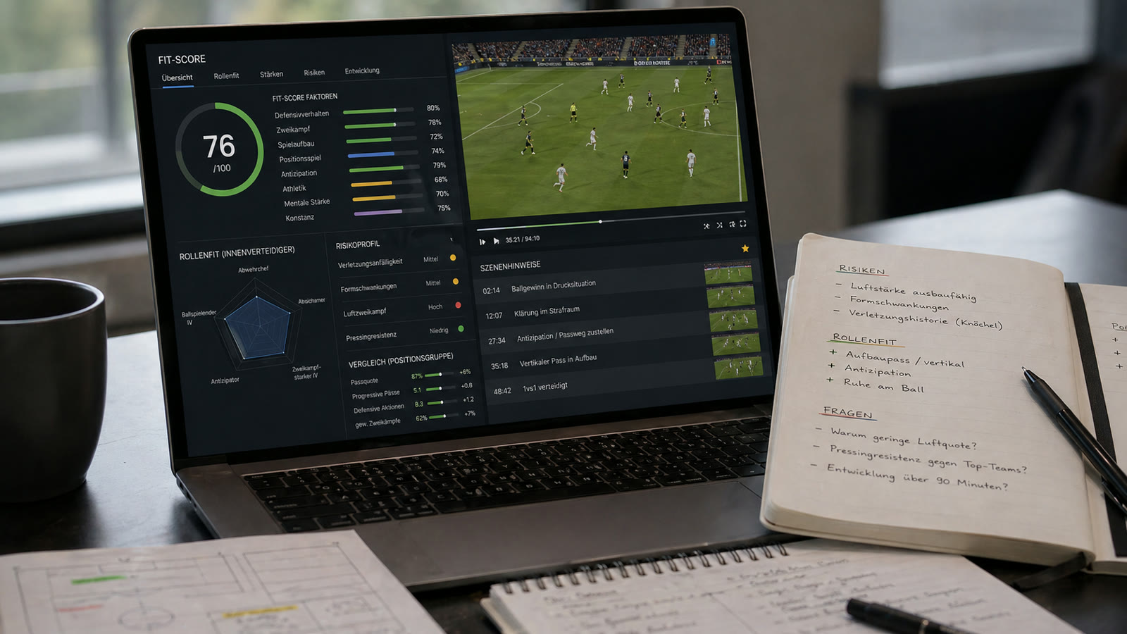 Fit score is checked against match video evidence