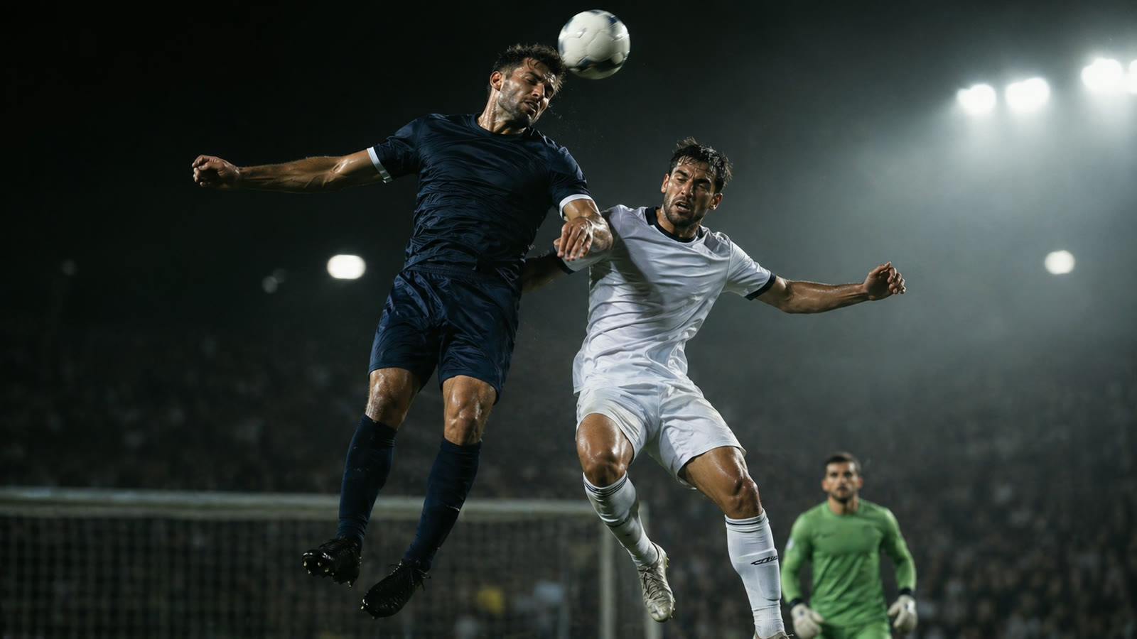 Centre-back wins an aerial duel in the penalty area